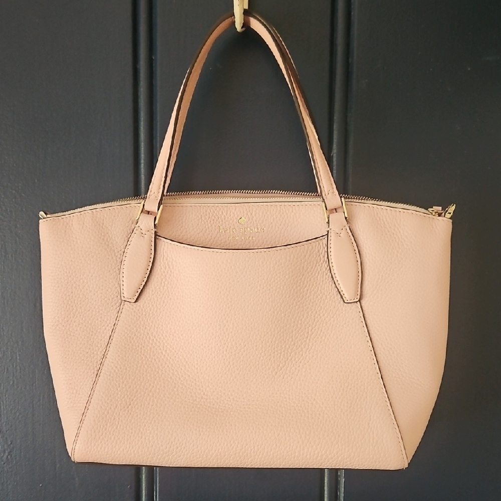 Kate Spade Blush Pink Pebbled Leather Tote Bag with Winged Design